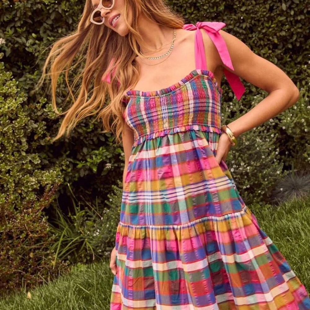 Plaid Tiered Maxi Dress